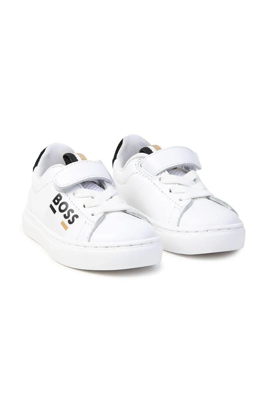 

Детски кожени маратонки BOSS в бяло J51341, Бял