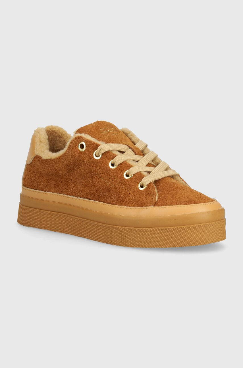 Gant sneakers din piele intoarsă Avona culoarea maro, 27533155.G332