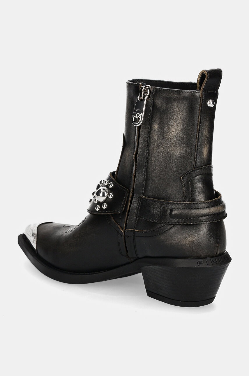 Черевики Pinko Tex жіночі колір чорний каблук блок SD0195 P056 Z99 