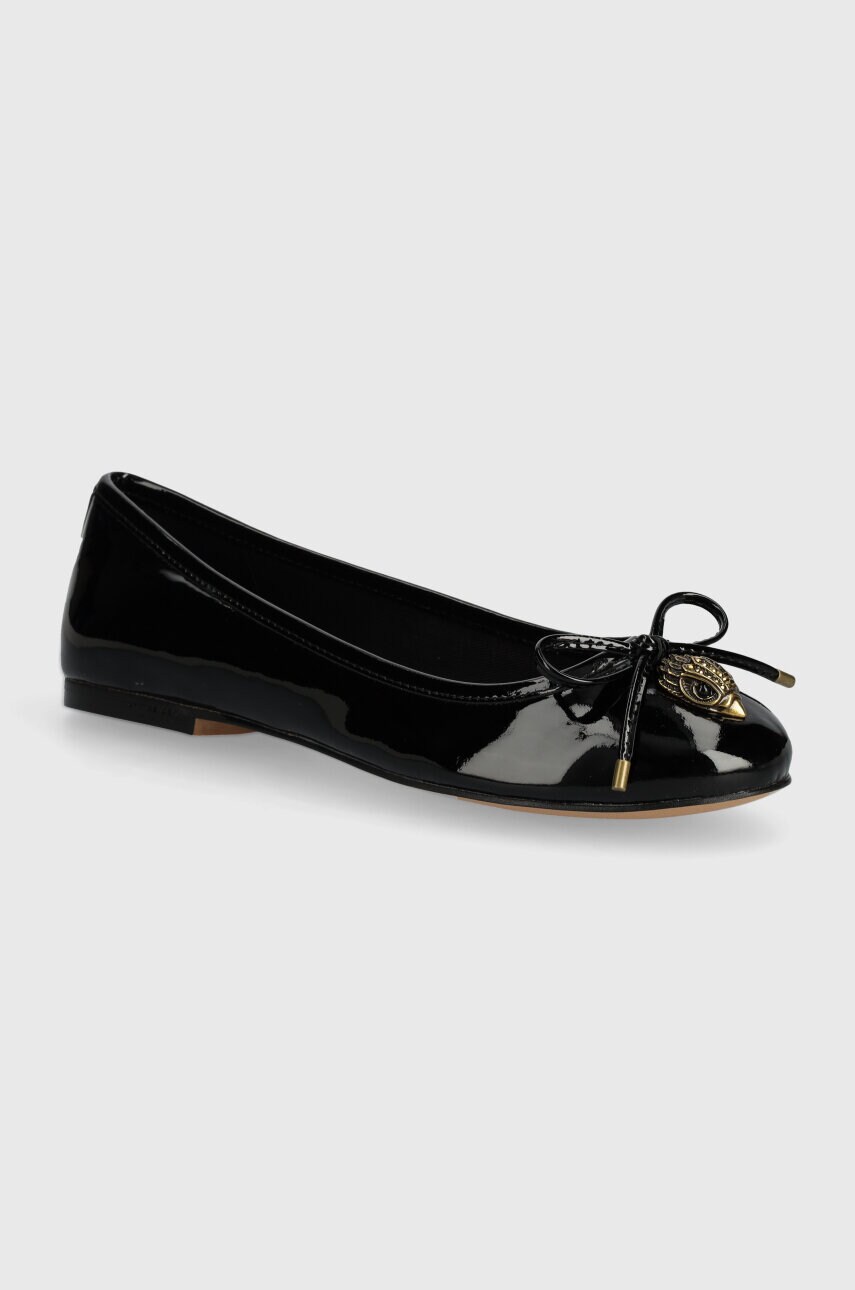 Kurt Geiger London balerini de piele Eagle Ballerina culoarea negru, 9790600319