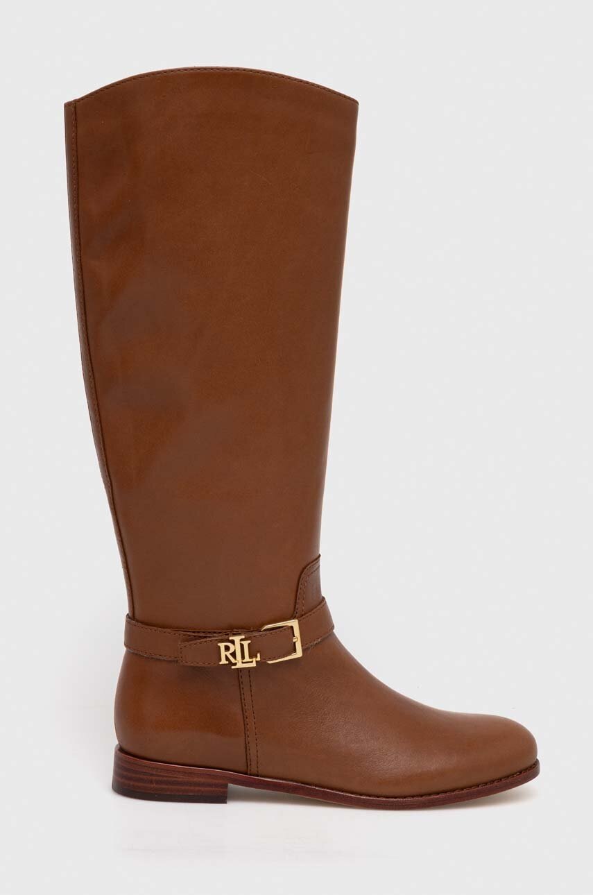 Δερμάτινες μπότες Lauren Ralph Lauren Brooke Tall γυναικείες, χρώμα: καφέ, 802937804002 φωτογραφία