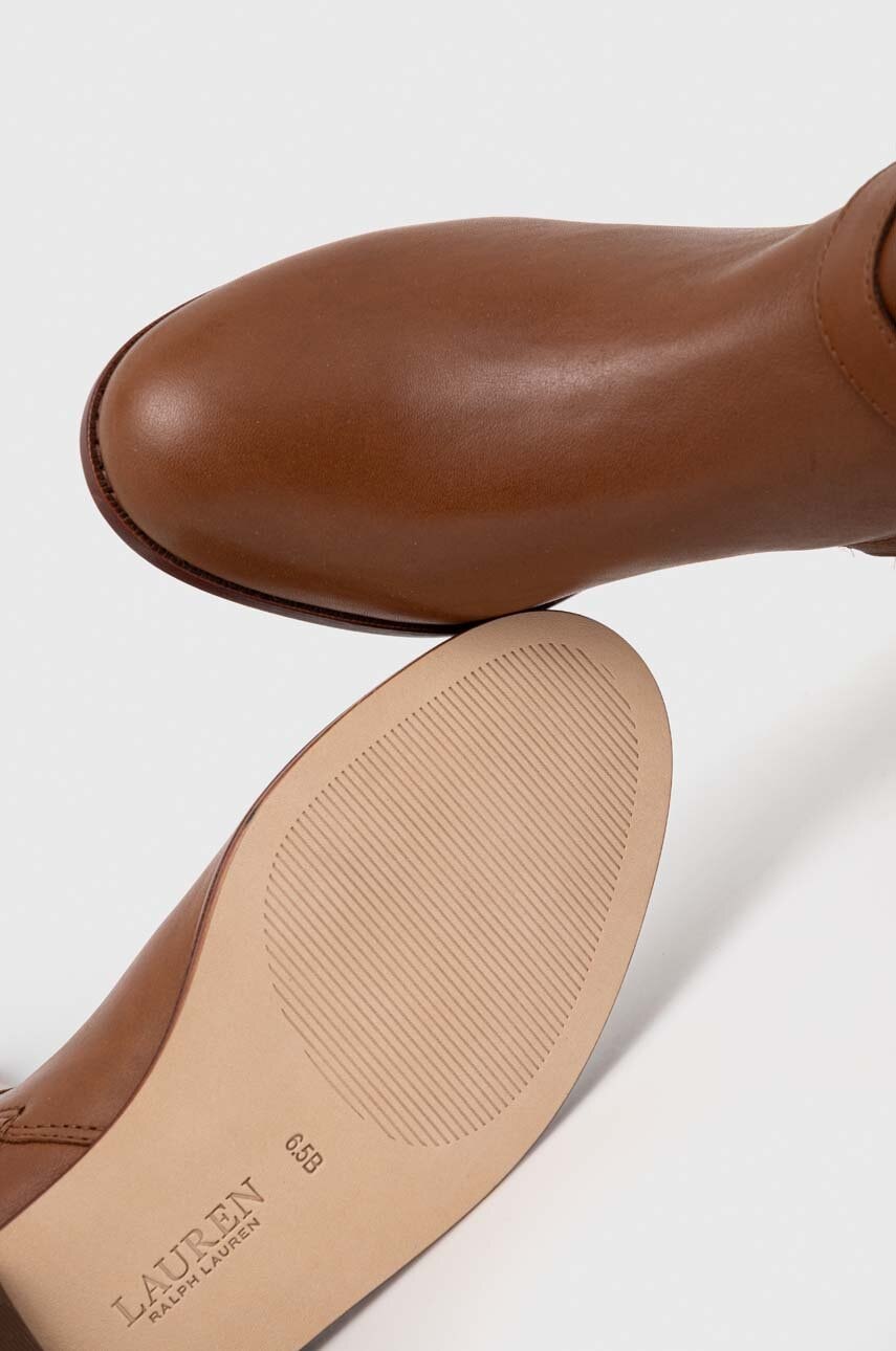 Шкіряні чоботи Lauren Ralph Lauren Brooke Tall жіночі колір коричневий на плоскому ходу 802937804002 