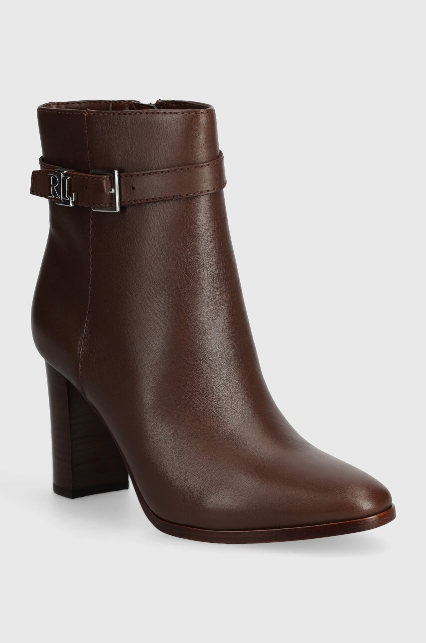 

Кожени боти Lauren Ralph Lauren Bailey в кафяво с дебел ток 802937808003, Кафяв