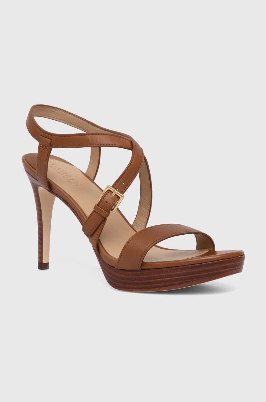 Levně Kožené sandály Lauren Ralph Lauren Kerri hnědá barva, 802942777002