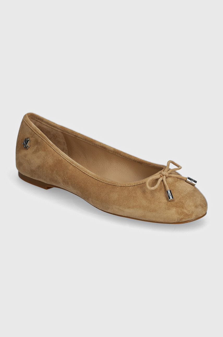 Levně Semišové baleríny Lauren Ralph Lauren Jayna béžová barva, 802943066001
