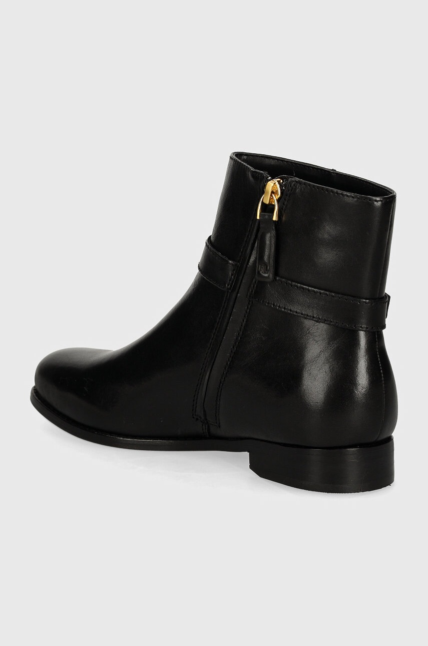 Lauren Ralph Lauren bőr csizma Brooke fekete, női, lapos talpú, 802946807001 termék 2. képe
