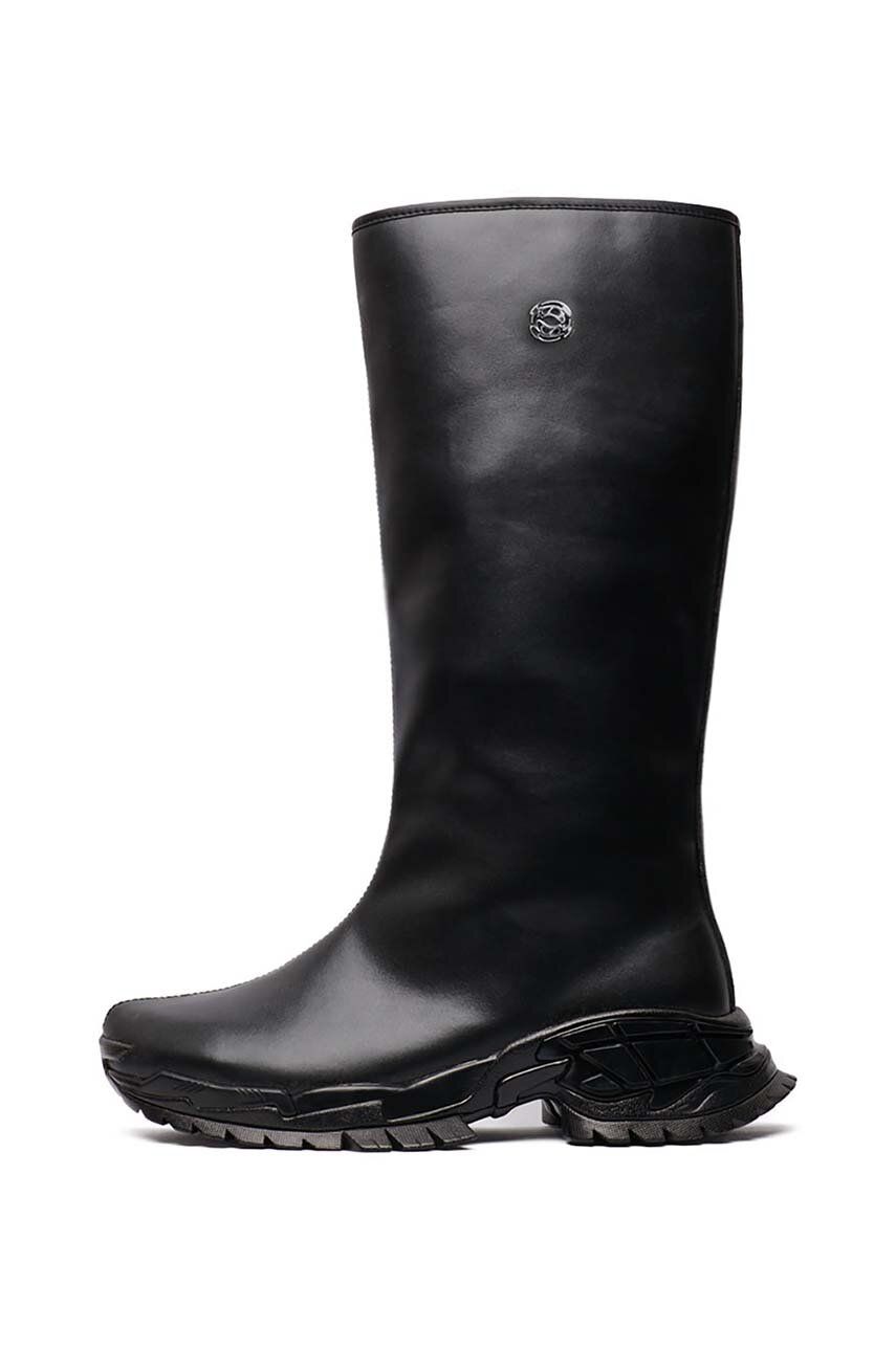 Rombaut cizme VIZOR femei, culoarea negru, cu toc plat, W23-E-009 Rombaut cizme VIZOR femei, culoarea negru, cu toc plat, W23-E-009