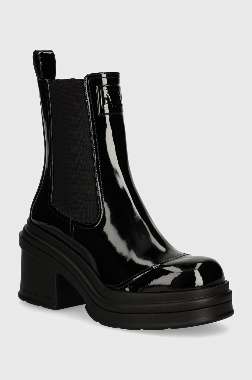 Armani Exchange cizme femei, culoarea negru, cu toc drept, XDN035 XV879 00002