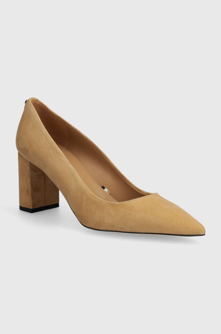 BOSS tocuri din piele intoarsa Janet culoarea bej, cu toc drept, 50512898