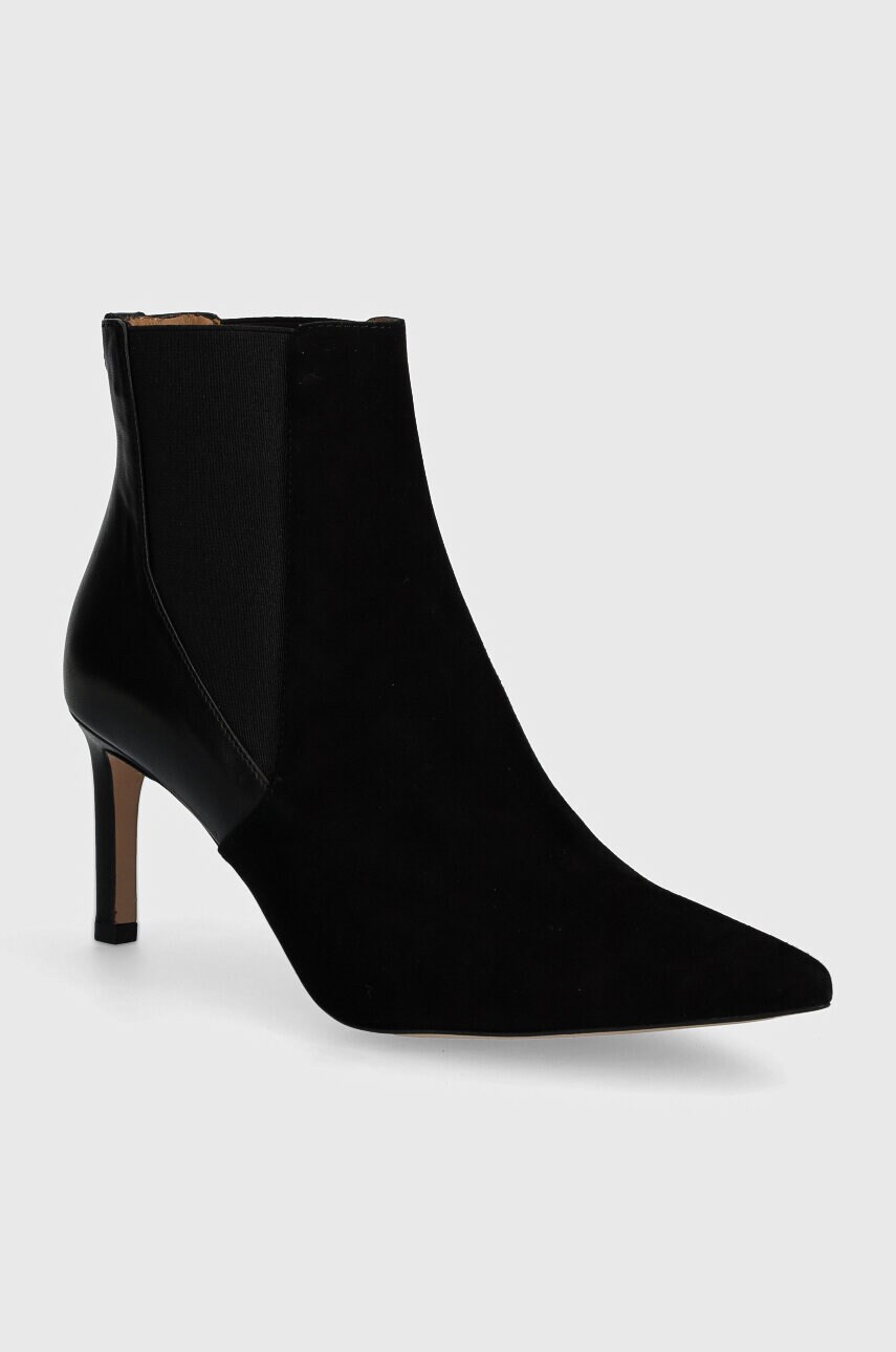 BOSS cizme de piele Janet femei, culoarea negru, cu toc cui, 50523359