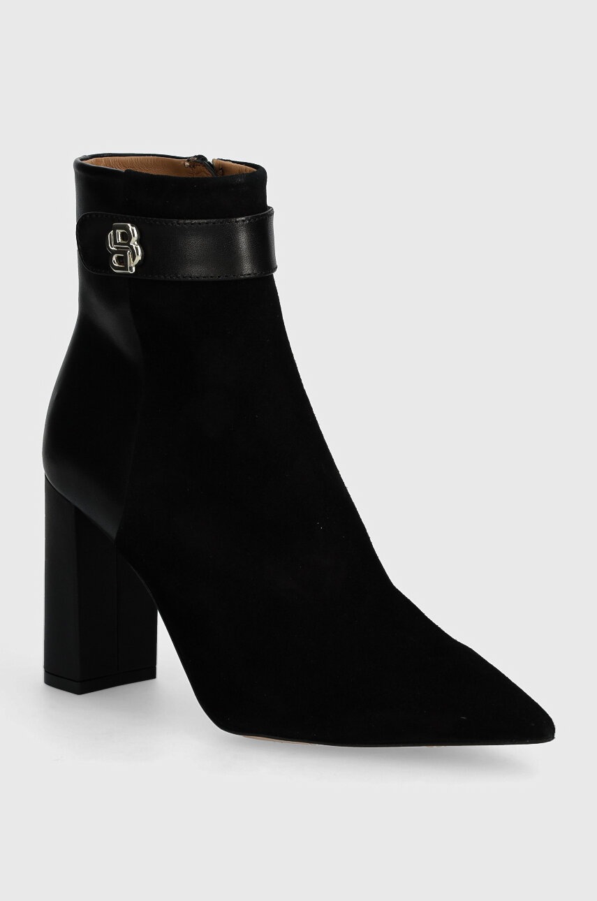 

Кожени боти BOSS Janet в черно с дебел ток 50523368, Черен