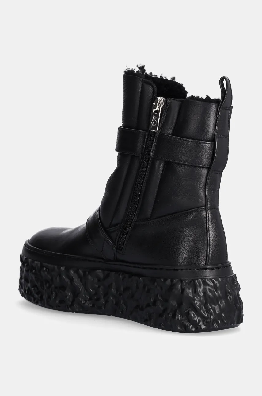 AGL bőr csizma Magma Biker fekete, női, enyhén téliesített, platformos, D776507MGK75141013 termék 2. képe