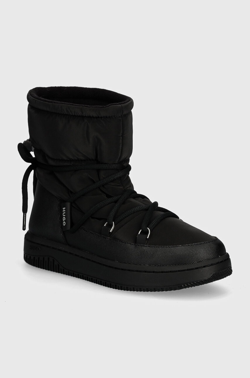 HUGO botine Kilian femei, culoarea negru, cu toc plat, izolat, 50523837