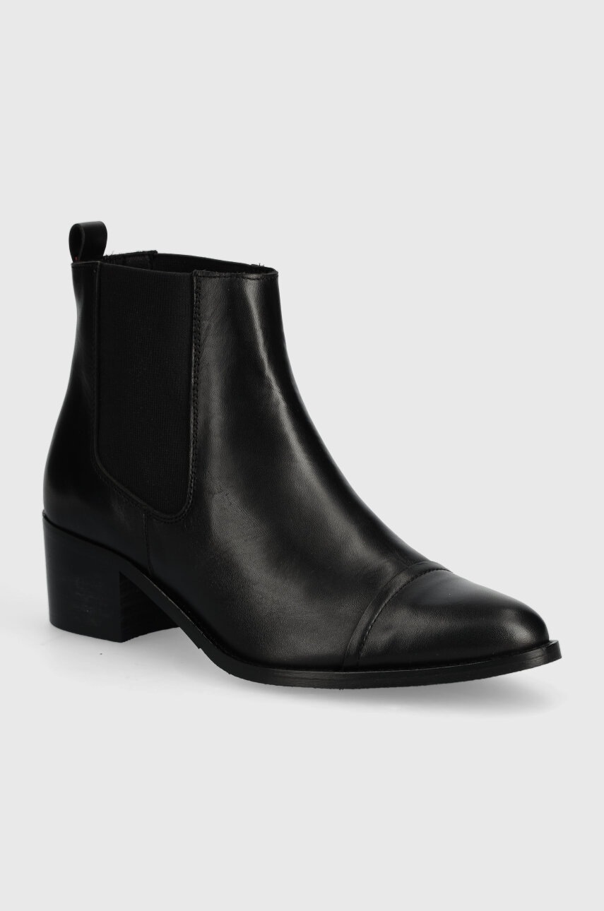 Bianco ghete chelsea de piele BIACAROL femei, culoarea negru, cu toc drept, 26-50096