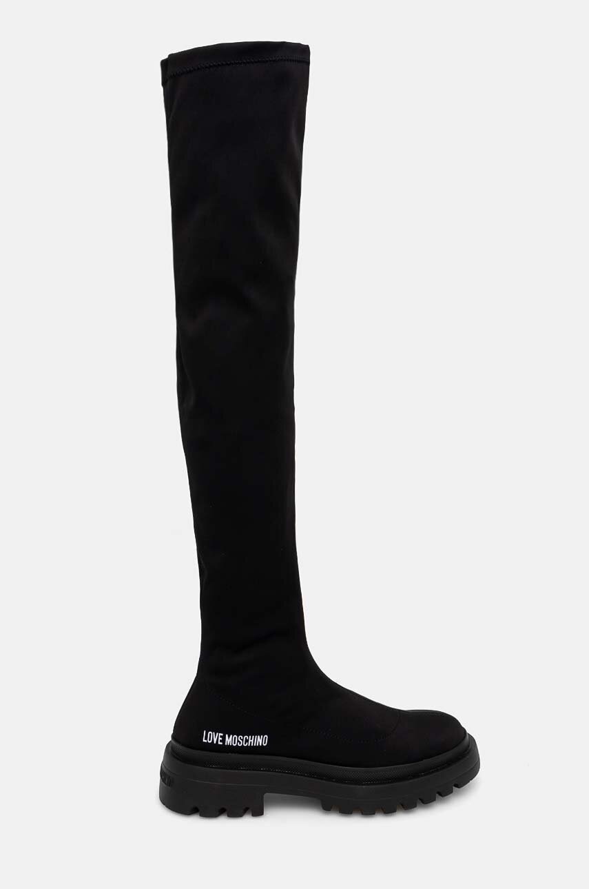 

Ботуши Love Moschino в черно с равна подметка JA26015G1LIMZ000, Черен