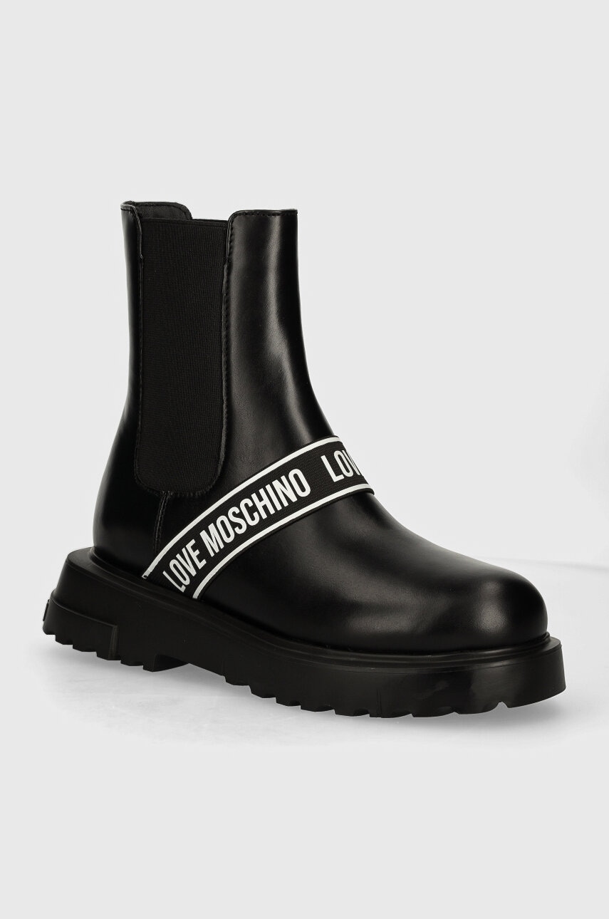 Love Moschino ghete chelsea de piele femei, culoarea negru, cu platforma, JA24104G1LIA0000 Love Moschino ghete chelsea de piele femei, culoarea negru, cu platforma, JA24104G1LIA0000