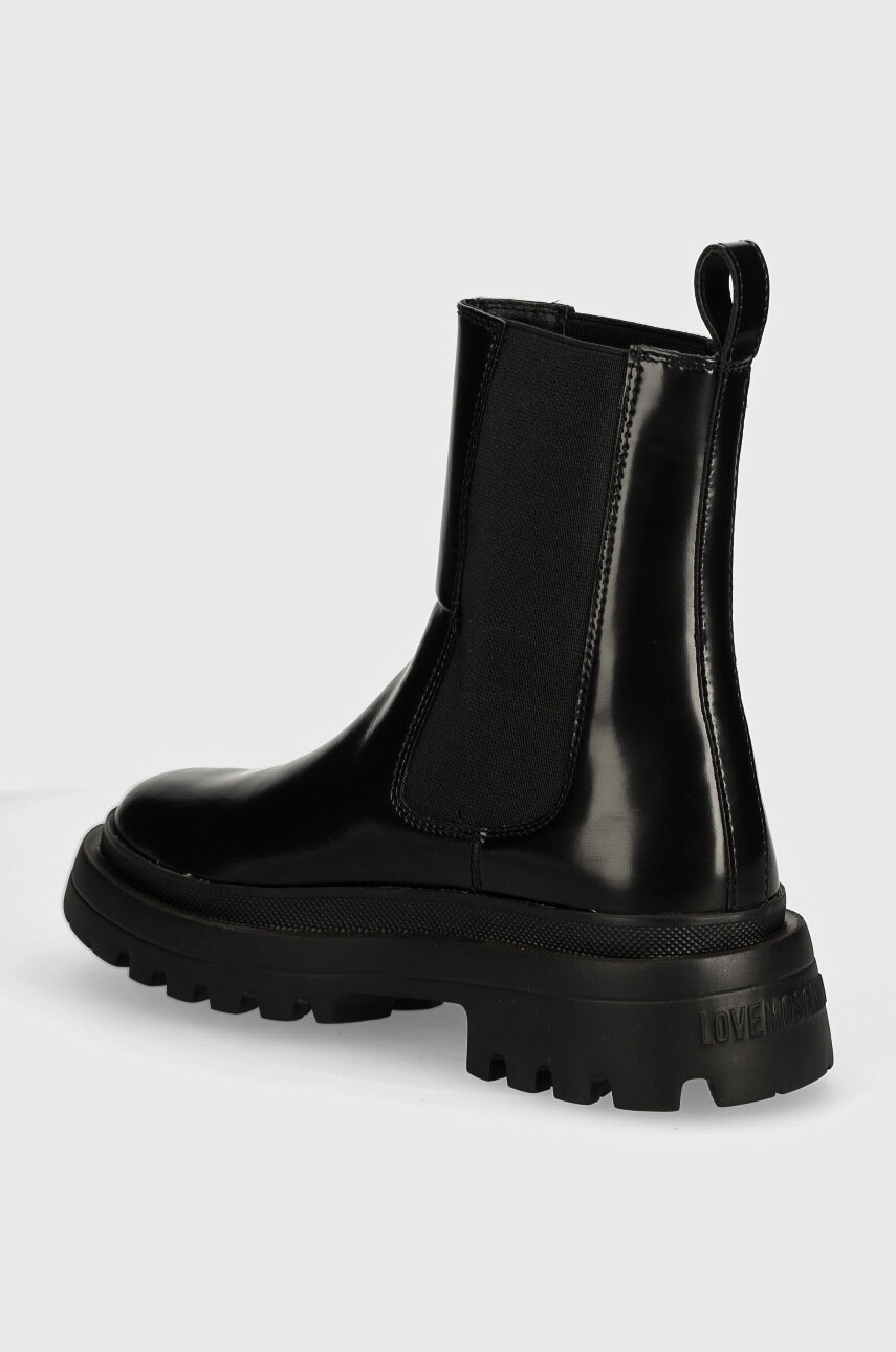 Шкіряні черевики Love Moschino жіночі колір чорний на платформі JA21035G1LJD0000 