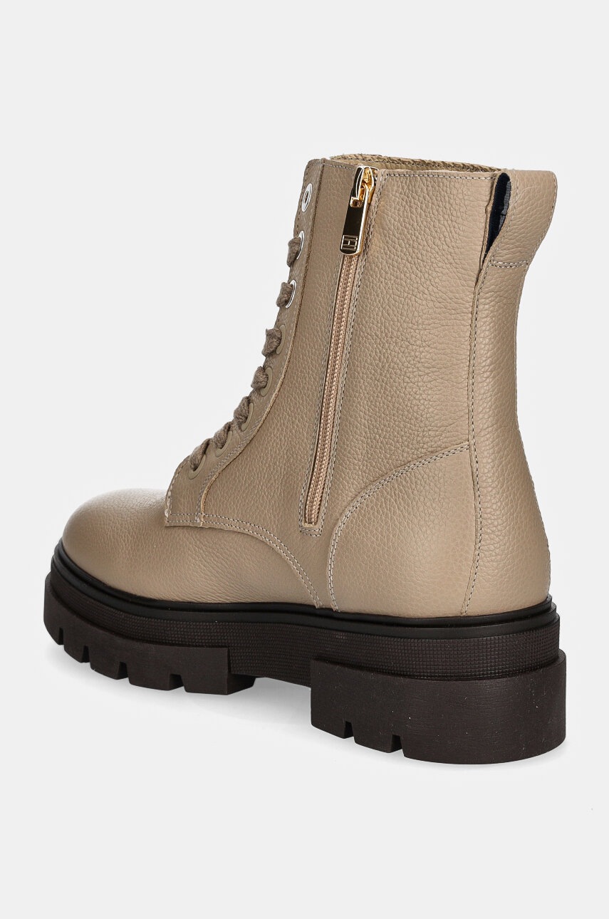 Δερμάτινες μπότες Tommy Hilfiger BICOLOR LEATHER LACE-UP γυναικείες, χρώμα: μπεζ, FW0FW08160 φωτογραφία