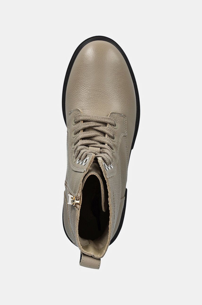 Usnjeni Gležnarji Tommy Hilfiger BICOLOR LEATHER LACE-UP ženski, Bež Barva, FW0FW08160