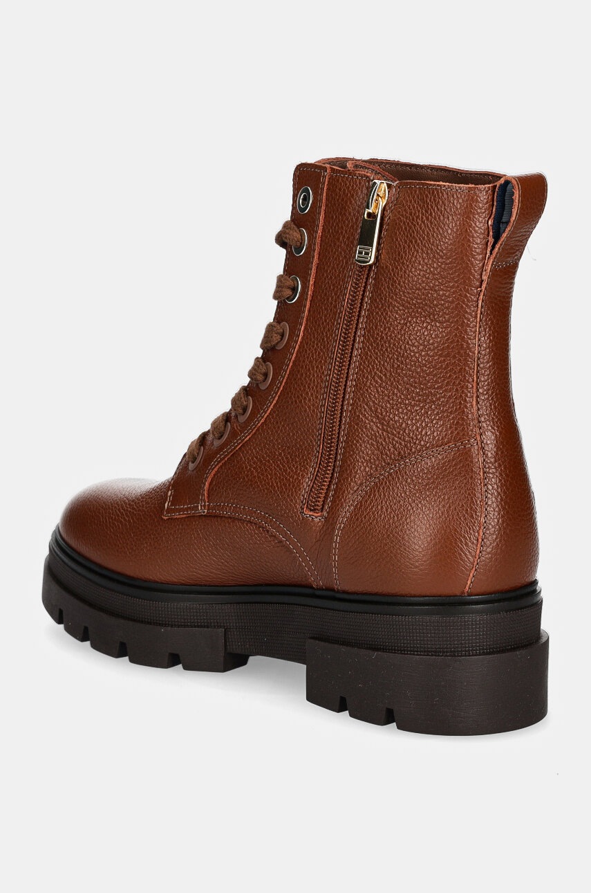 Δερμάτινες μπότες Tommy Hilfiger BICOLOR LEATHER LACE-UP γυναικείες, χρώμα: καφέ, FW0FW08160 φωτογραφία