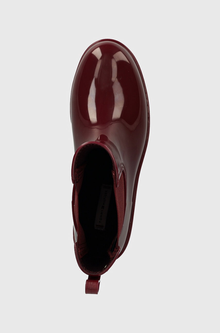 Гумові чоботи Tommy Hilfiger FLAG RAINBOOT жіночі колір бордовий FW0FW08213 