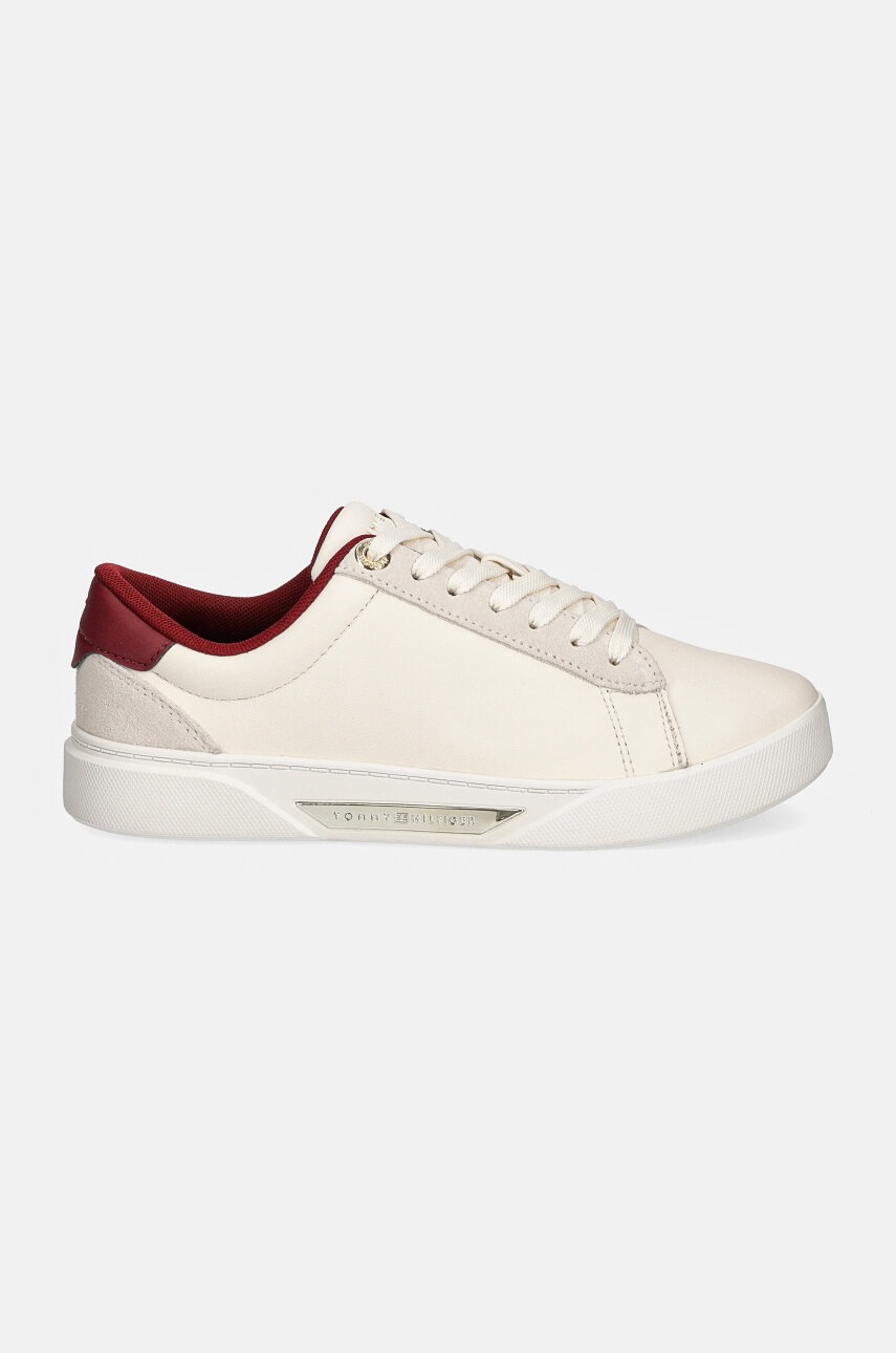 Δερμάτινα αθλητικά παπούτσια Tommy Hilfiger CHIC COURT SNEAKER χρώμα: μπεζ, FW0FW08123 φωτογραφία