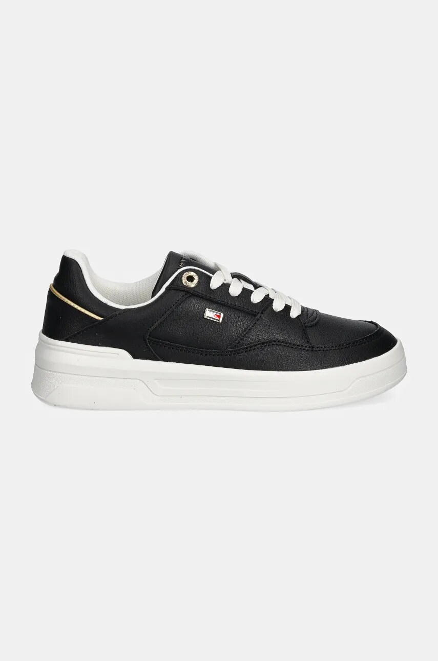 Кожаные кроссовки Tommy Hilfiger ESSENTIAL BASKET SNEAKER цвет чёрный FW0FW08261 Кожаные кроссовки Tommy Hilfiger ESSENTIAL BASKET SNEAKER цвет чёрный FW0FW08261