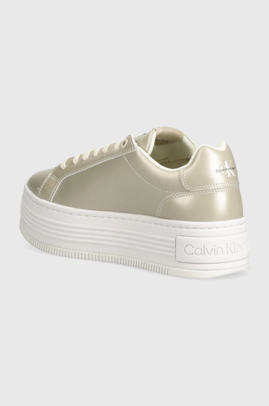 Αθλητικά Calvin Klein Jeans BOLD PLATF LOW LACE LTH ML MTL χρώμα: μπεζ, YW0YW01464 φωτογραφία
