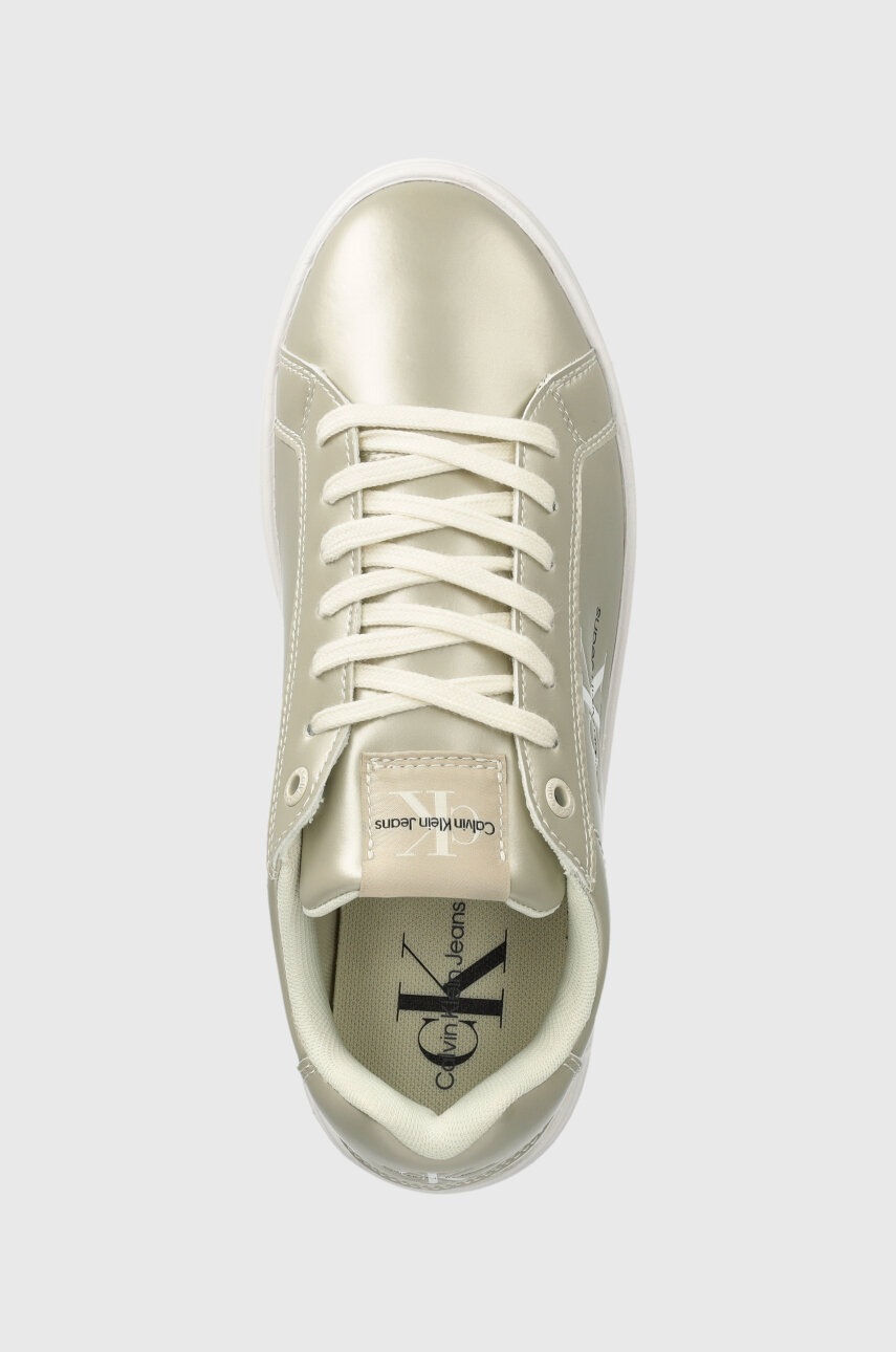 Αθλητικά Calvin Klein Jeans BOLD PLATF LOW LACE LTH ML MTL χρώμα: μπεζ, YW0YW01464 φωτογραφία