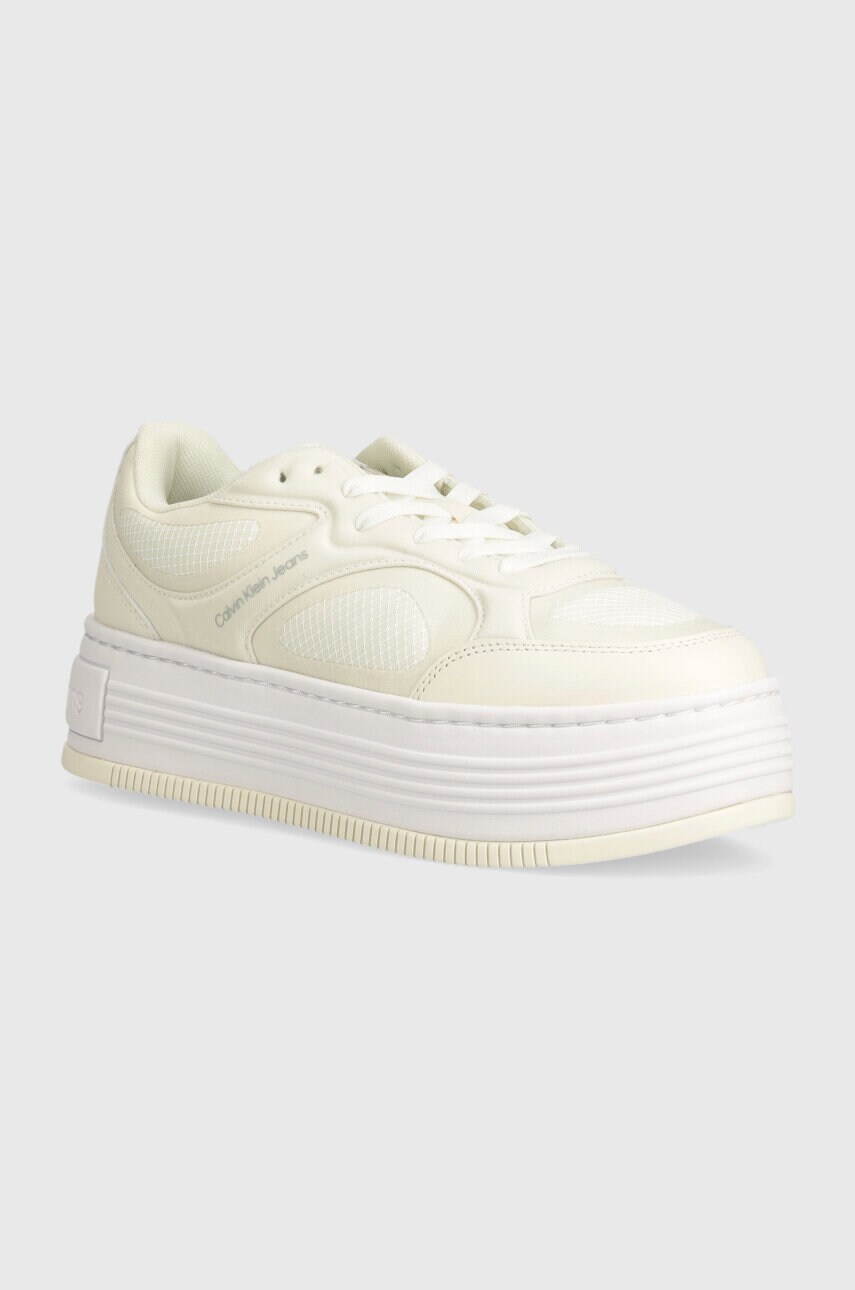 Levně Sneakers boty Calvin Klein Jeans BOLD PLATF LOW LACE MIX IN MTL bílá barva, YW0YW01471