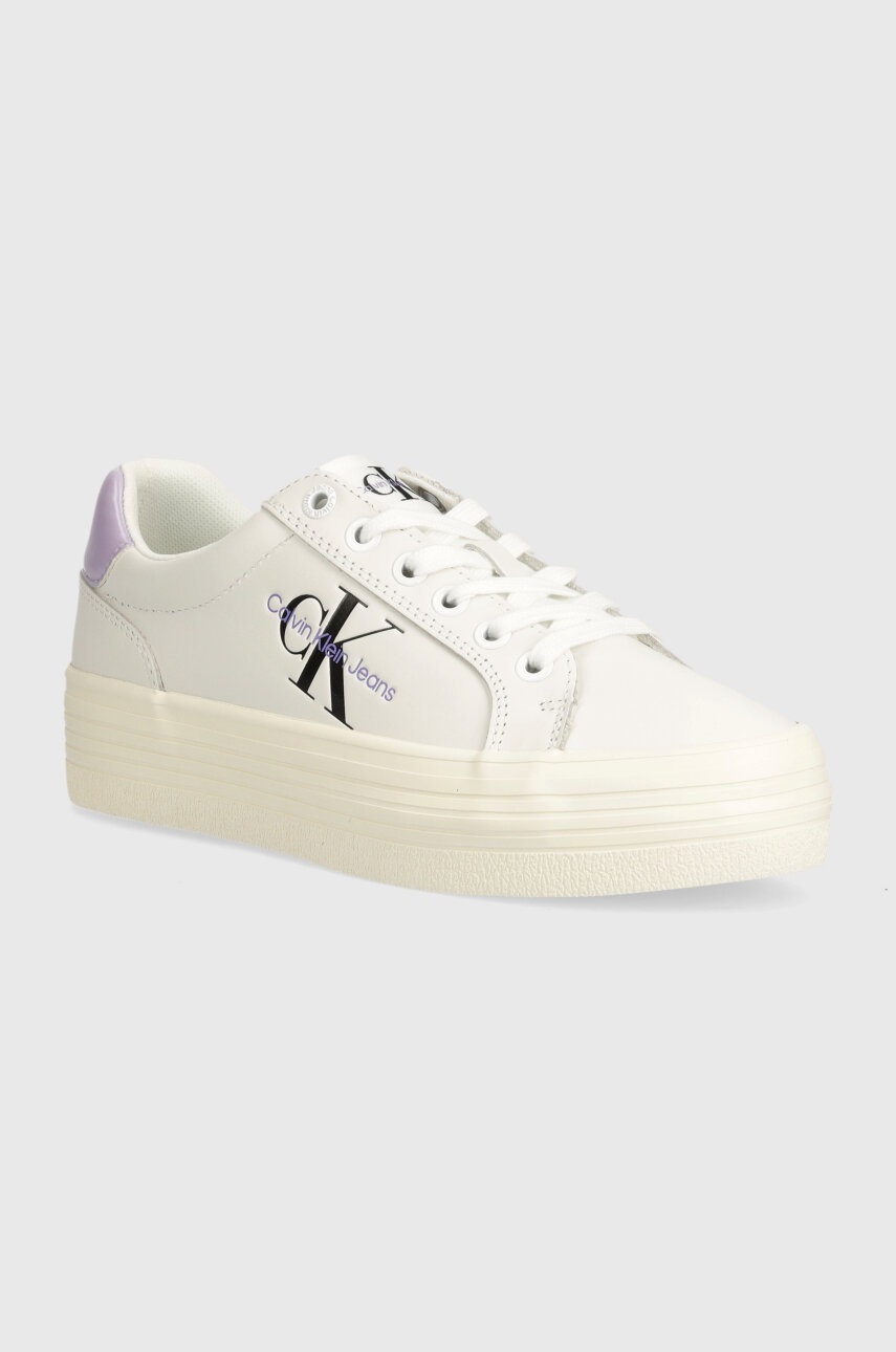 

Кожени маратонки Calvin Klein Jeans VULC FLATFORM LACEUP LTH в сиво YW0YW01474, Бял