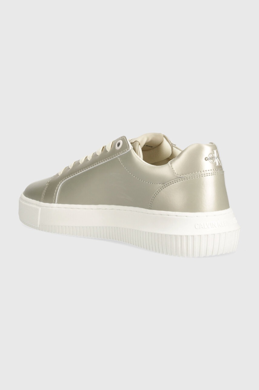 Αθλητικά Calvin Klein Jeans CHUNKY CUPSOLE LACEUP LTH ML MTL χρώμα: ασημί, YW0YW01517 φωτογραφία