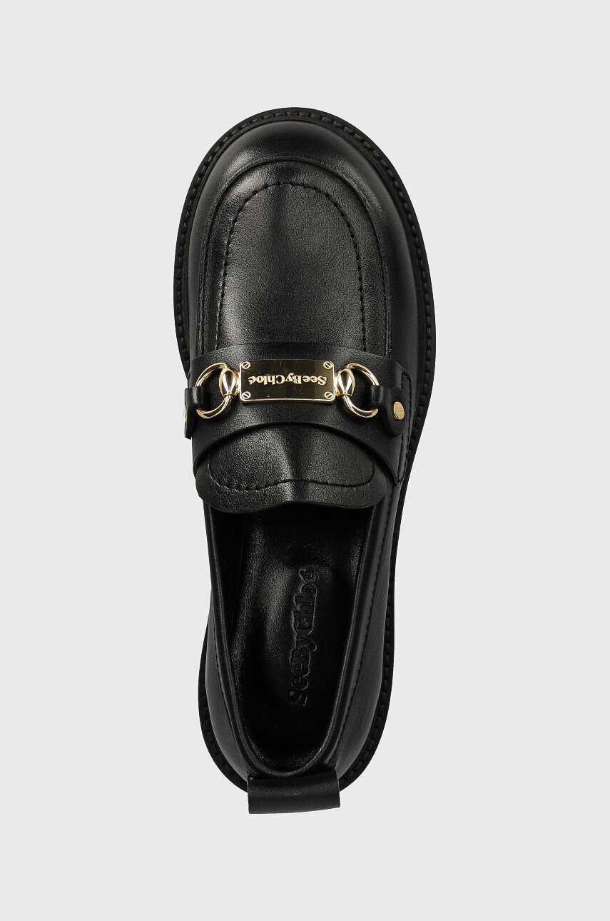 Δερμάτινα μοκασίνια See by Chloé Signature 1 χρώμα: μαύρο, SB43032A φωτογραφία