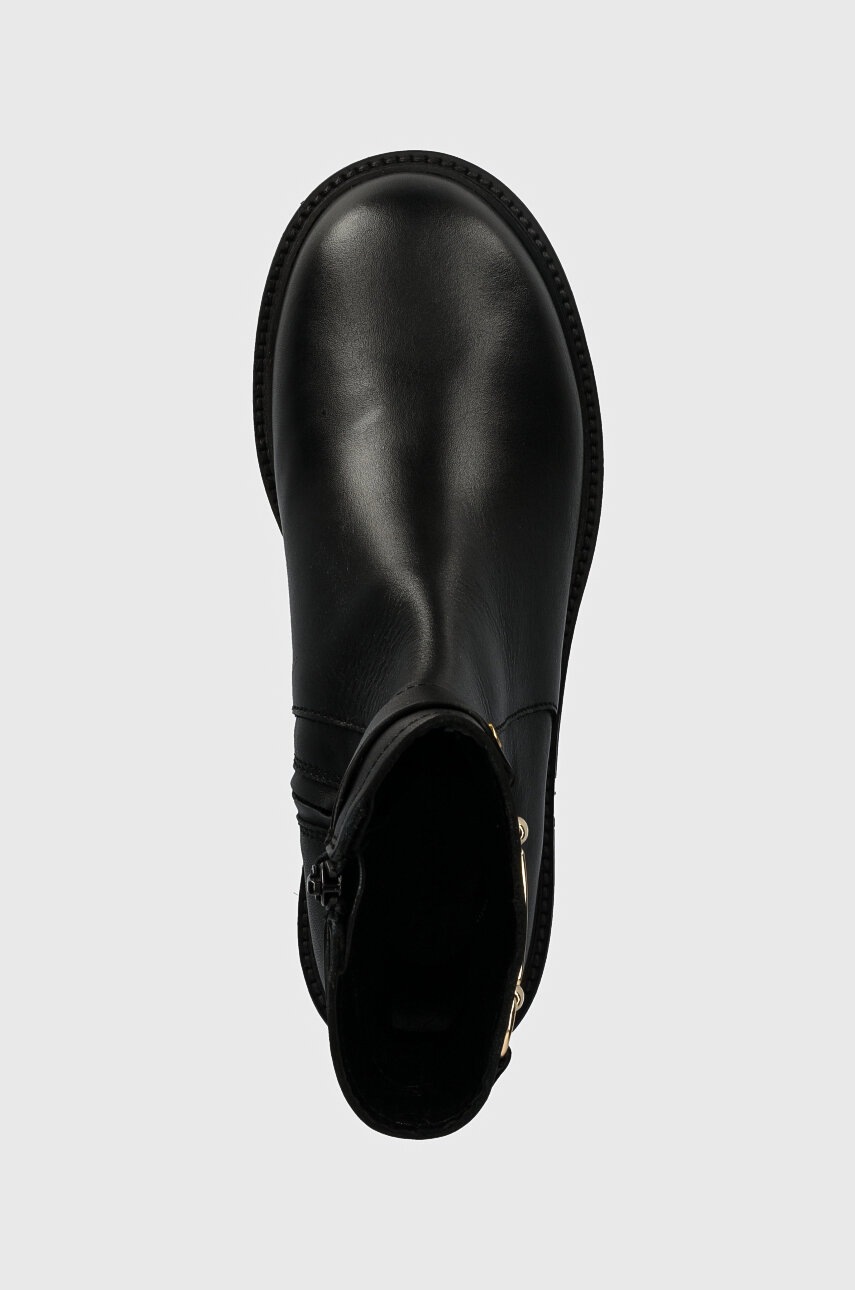 Шкіряні черевики See by Chloé Signature 1 жіночі колір чорний на плоскому ходу SB43034A 
