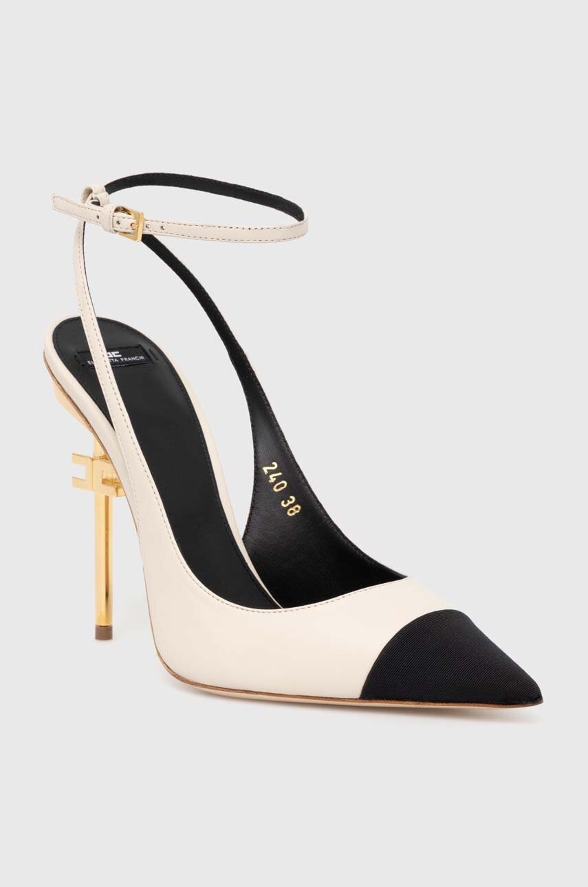 Elisabetta Franchi stilettos de piele culoarea bej, SA25B46E2