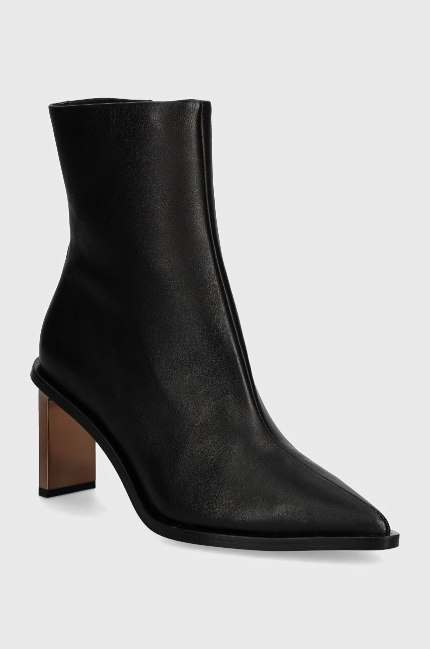 

Кожени боти Calvin Klein ANKLE BOOT 70 LTH в черно с дебел ток HW0HW02092, Черен