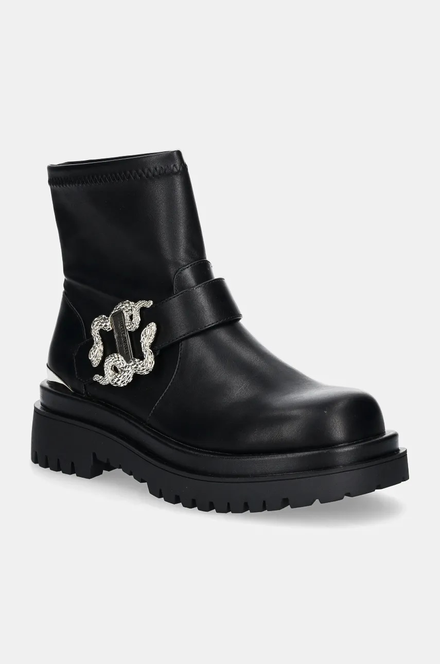 Just Cavalli botine femei, culoarea negru, cu platforma, 77RA3S95 Just Cavalli botine femei, culoarea negru, cu platforma, 77RA3S95
