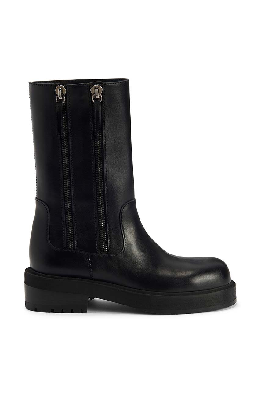 Giuseppe Zanotti cizme de piele Morris femei, culoarea negru, cu toc plat, I470012.002