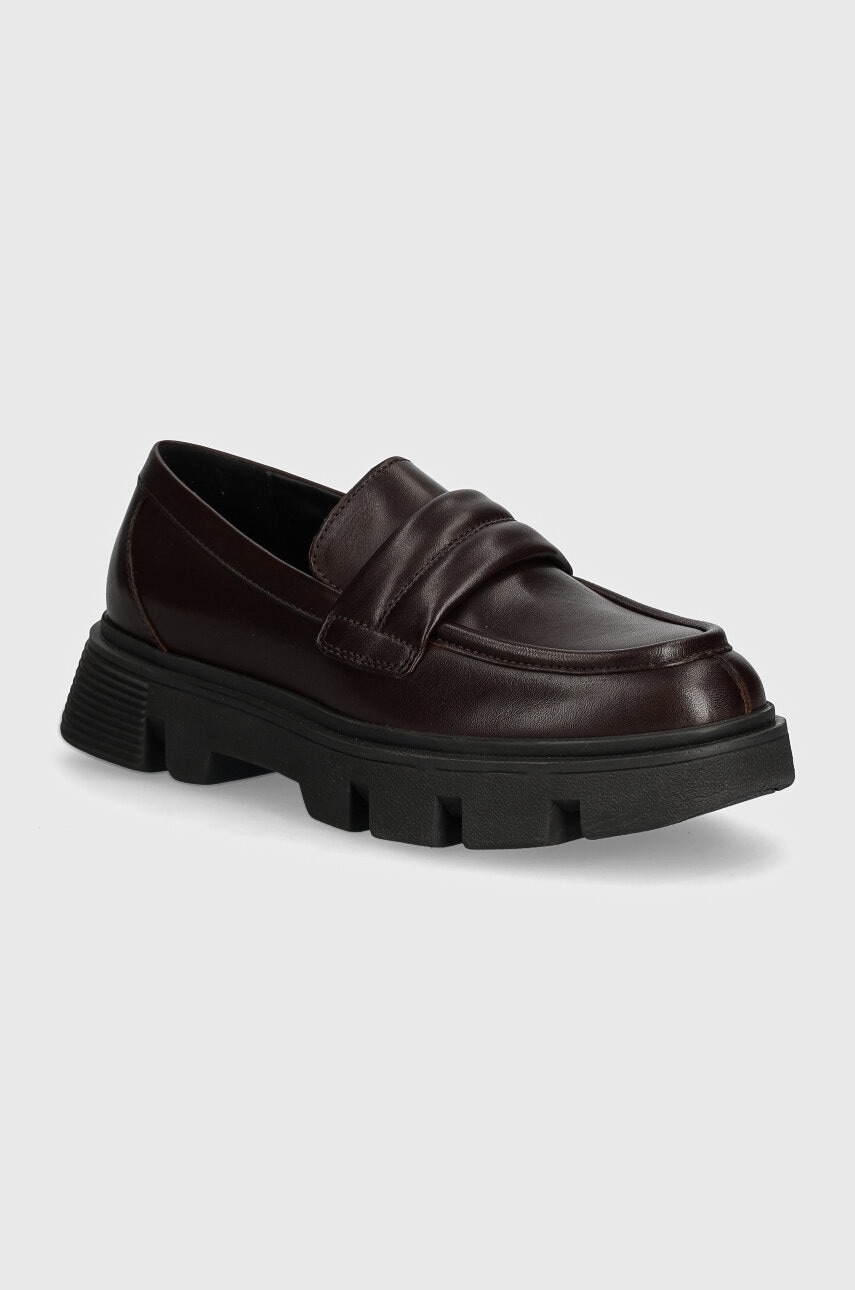 Geox mocasini de piele D VILDE femei, culoarea maro, cu platforma, D46UAC 00043 C6024