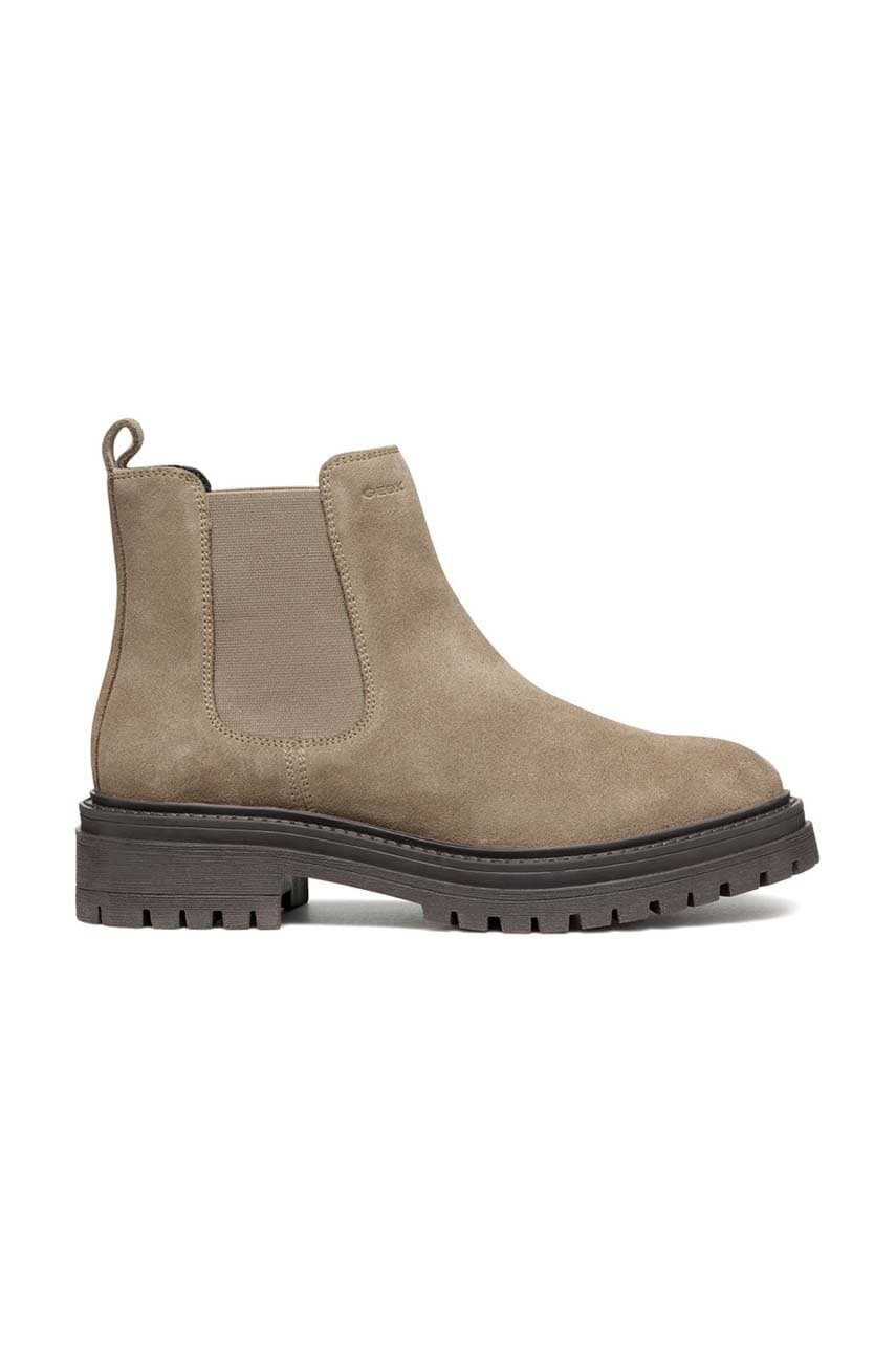 Geox botine din piele intoarsa D IRIDEA femei, culoarea bej, cu toc plat, D04HRB 00022 C6029 Geox botine din piele intoarsa D IRIDEA femei, culoarea bej, cu toc plat, D04HRB 00022 C6029