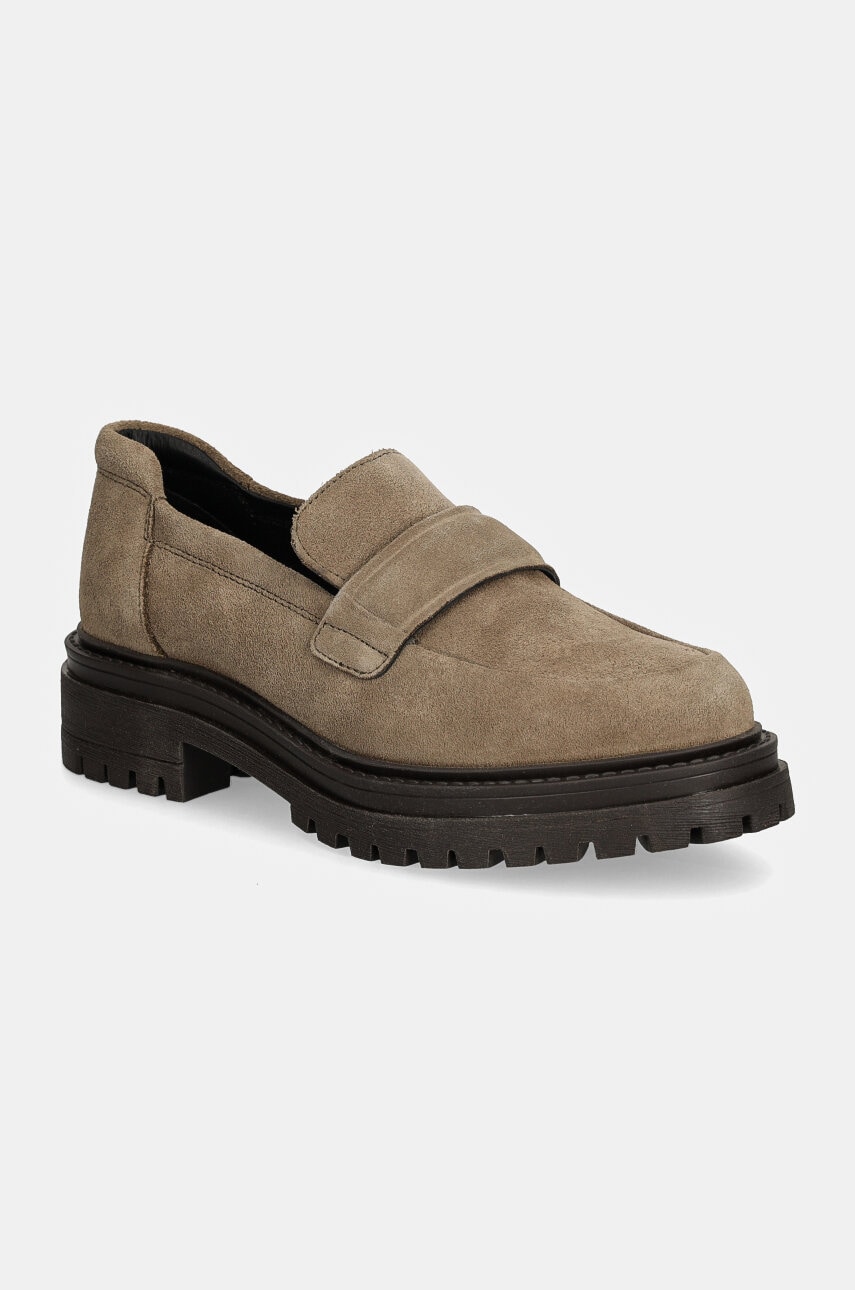 Geox mocasini din piele intoarsa D IRIDEA femei, culoarea bej, cu platforma, D36HRA 00022 C6029 Geox mocasini din piele intoarsa D IRIDEA femei, culoarea bej, cu platforma, D36HRA 00022 C6029