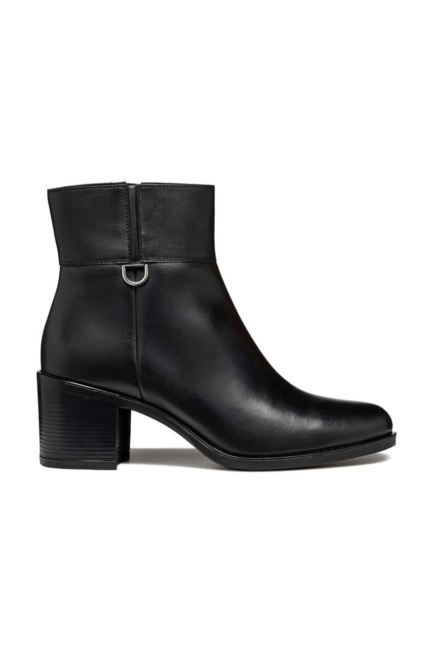 Geox cizme de piele D NEW ASHEEL femei, culoarea negru, cu toc drept, D46FSC 00043 C9999 Geox cizme de piele D NEW ASHEEL femei, culoarea negru, cu toc drept, D46FSC 00043 C9999