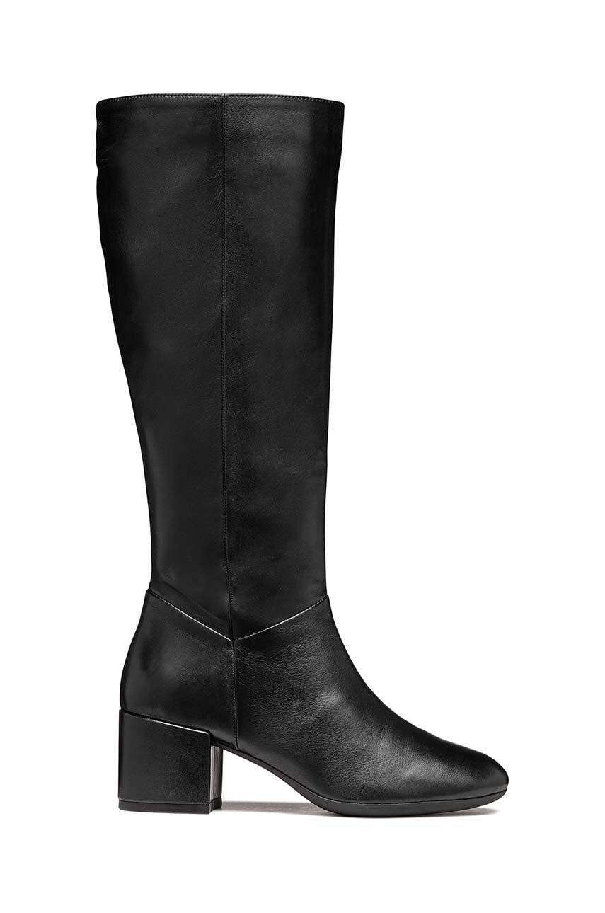 Geox ghete de piele D ELEANA femei, culoarea negru, cu toc drept, D46TWA 000TU C9999 Geox ghete de piele D ELEANA femei, culoarea negru, cu toc drept, D46TWA 000TU C9999