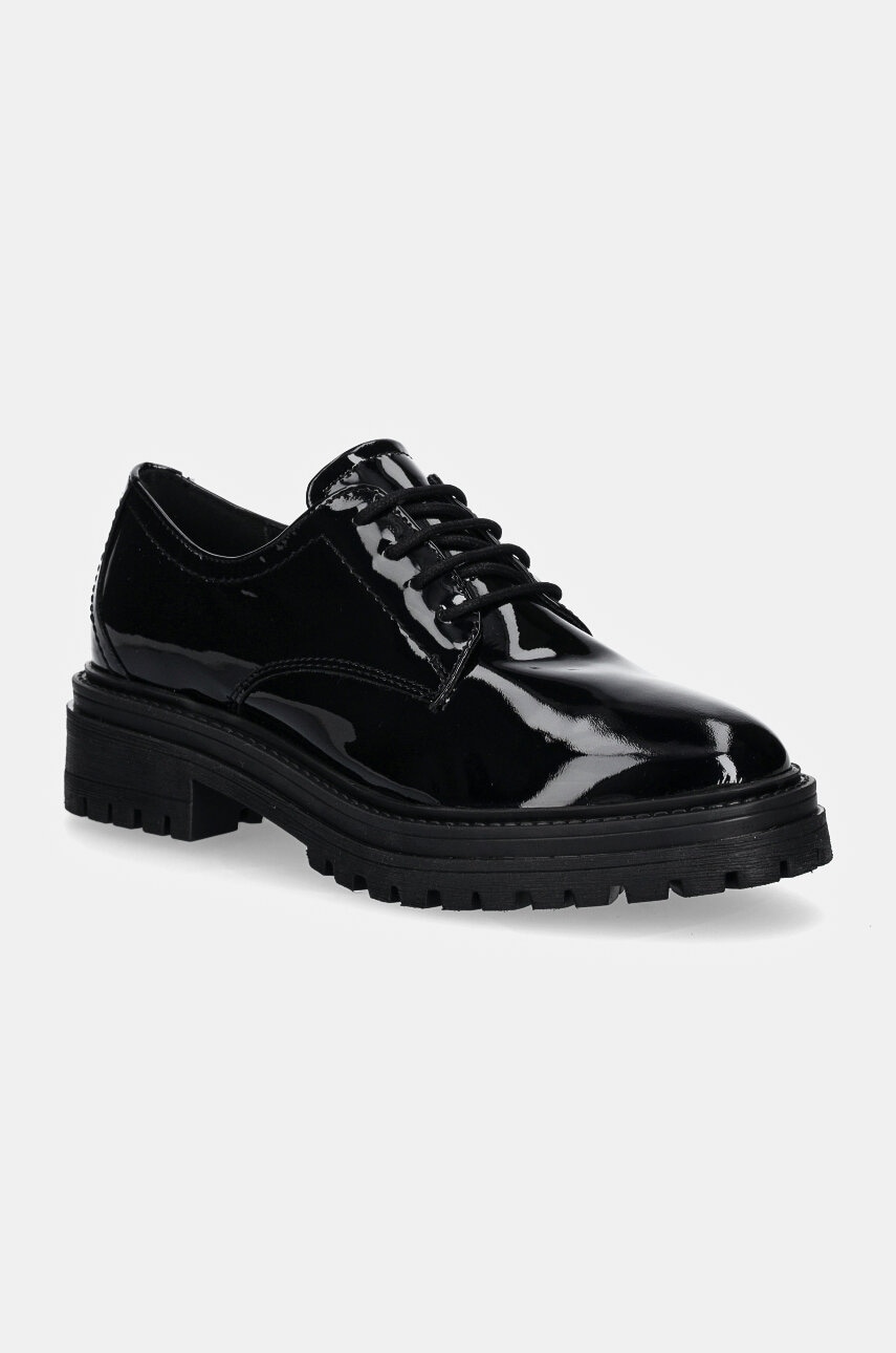 Geox pantofi de piele D IRIDEA femei, culoarea negru, cu toc plat, D26HRM 00066 C9999 Geox pantofi de piele D IRIDEA femei, culoarea negru, cu toc plat, D26HRM 00066 C9999