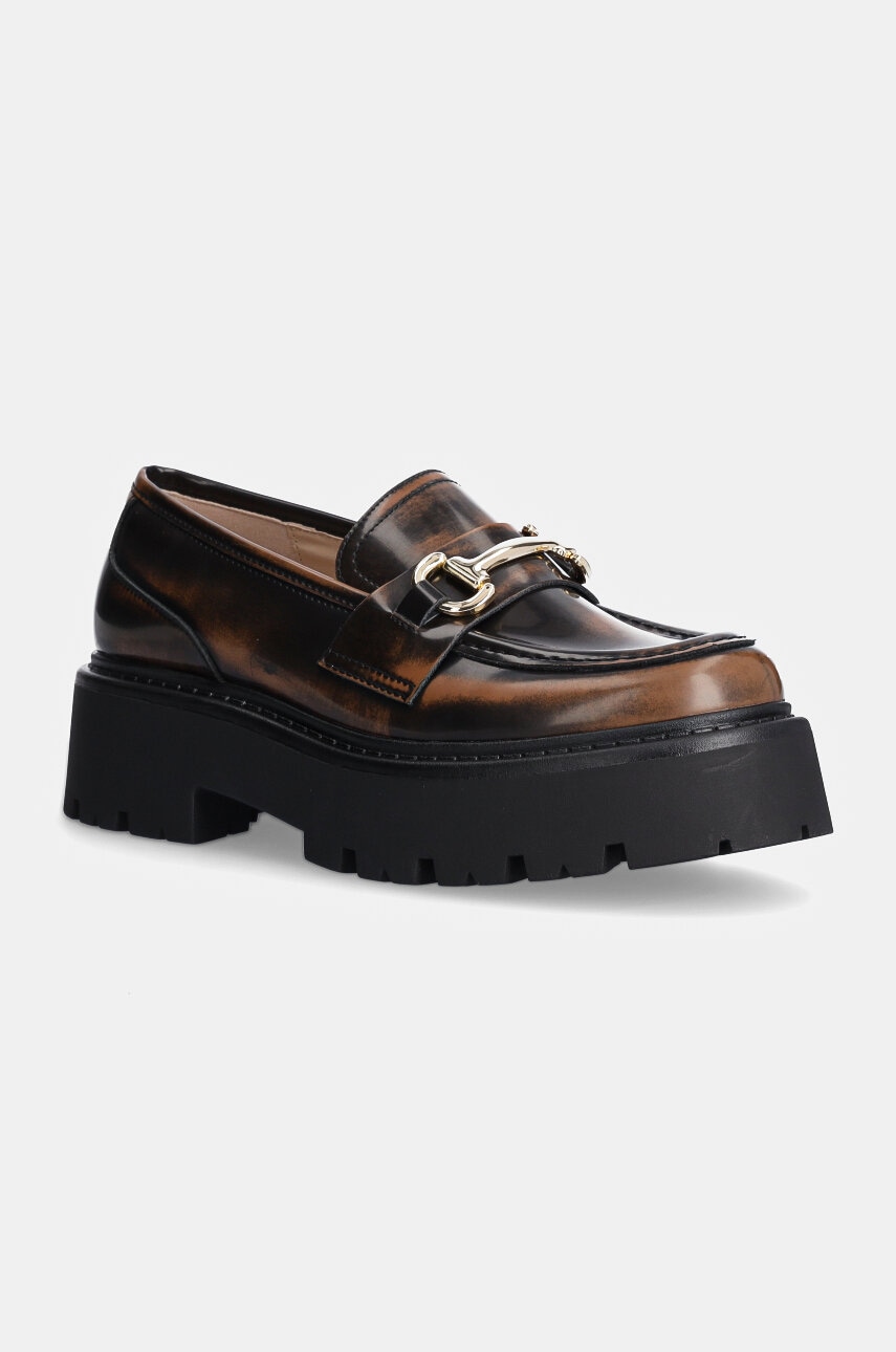 Steve Madden mocasini de piele Occupy femei, culoarea maro, cu platforma, SM11003276