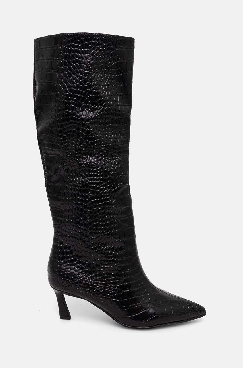 Steve Madden ghete de piele Lavan femei, culoarea negru, cu toc cui, SM11003290