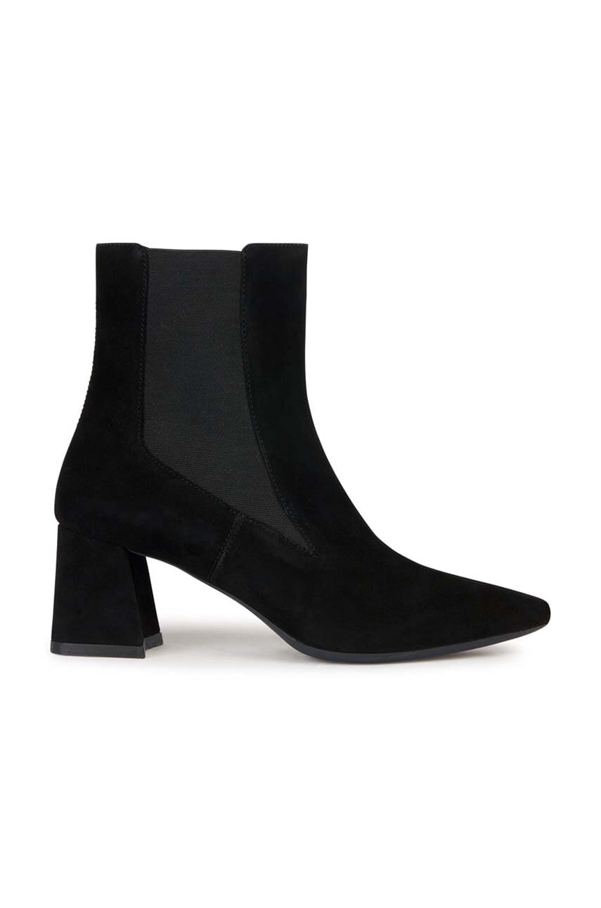 Geox botine D GISELDA femei, culoarea negru, cu toc drept, D36VCC 00021 C9999 Geox botine D GISELDA femei, culoarea negru, cu toc drept, D36VCC 00021 C9999