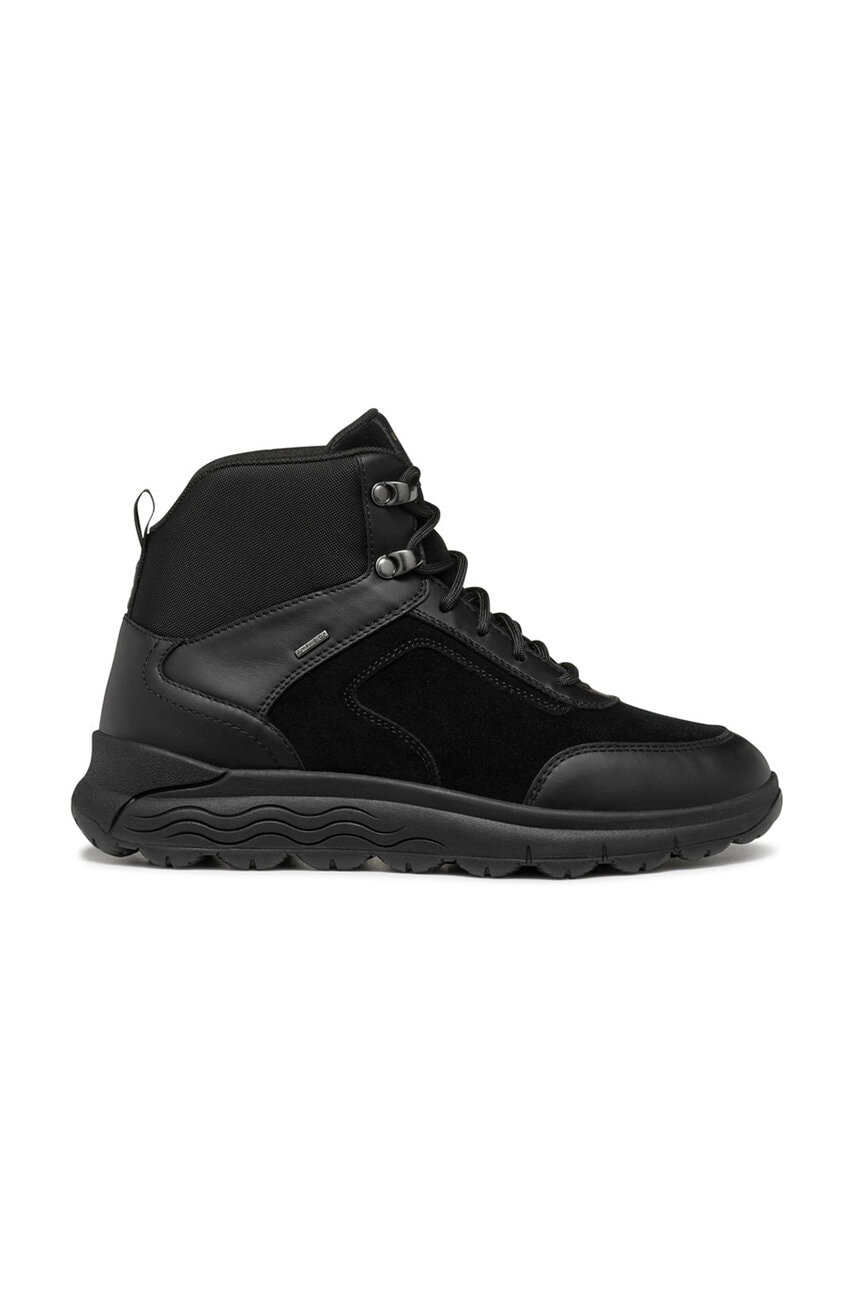 Geox botine D SPHERICA 4X4 B ABX femei, culoarea negru, cu toc plat, D4626B 08522 C9999