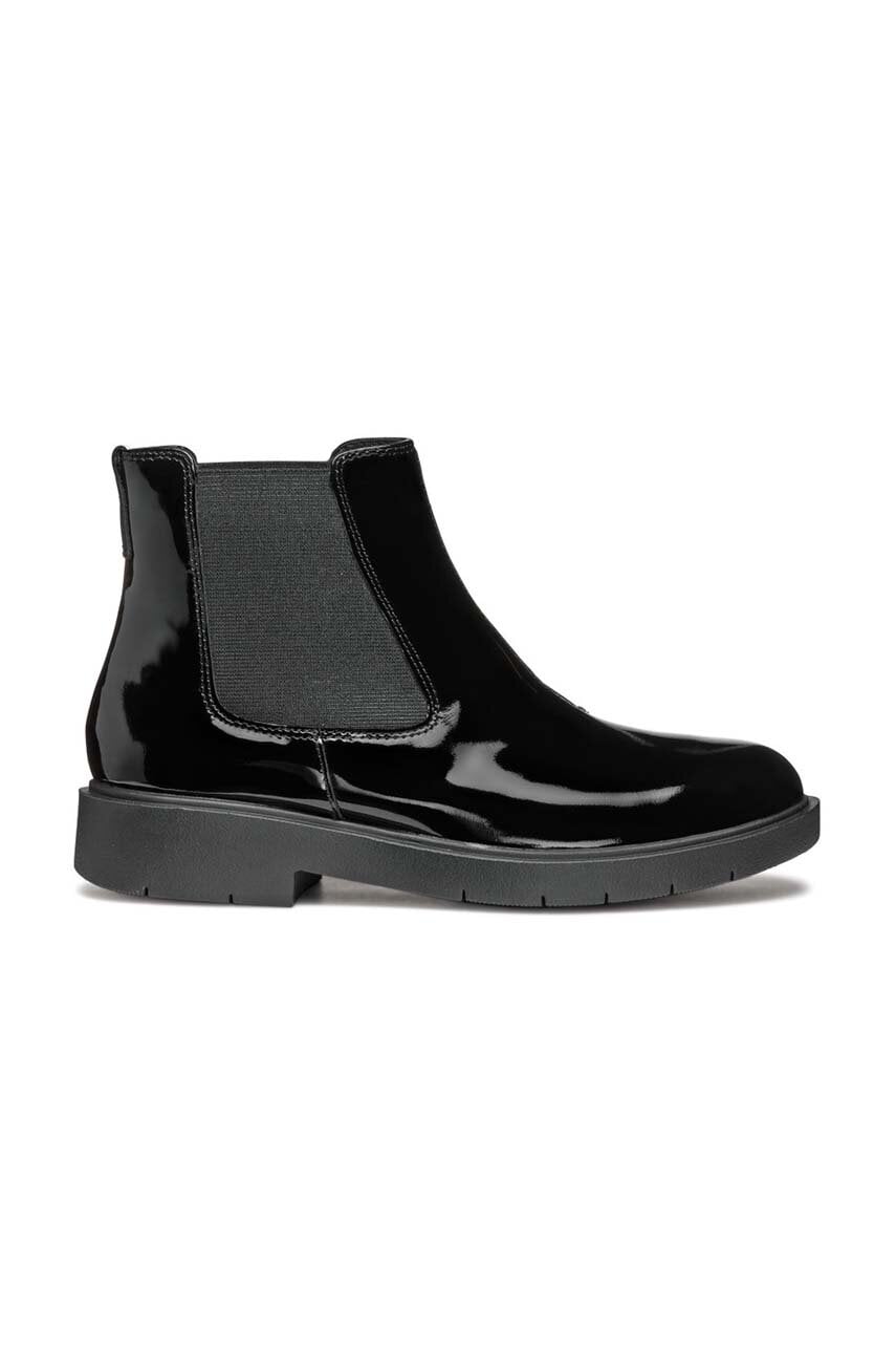 Geox cizme de piele D SPHERICA EC1 femei, culoarea negru, cu toc plat, D46QRE 00066 C9999 Geox cizme de piele D SPHERICA EC1 femei, culoarea negru, cu toc plat, D46QRE 00066 C9999