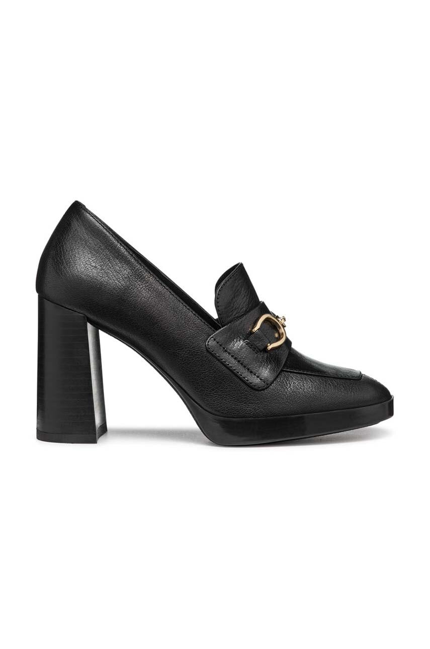 Geox pantofi de piele D TEULADA culoarea negru, cu toc drept, D46VLA 000TC C9999 Geox pantofi de piele D TEULADA culoarea negru, cu toc drept, D46VLA 000TC C9999